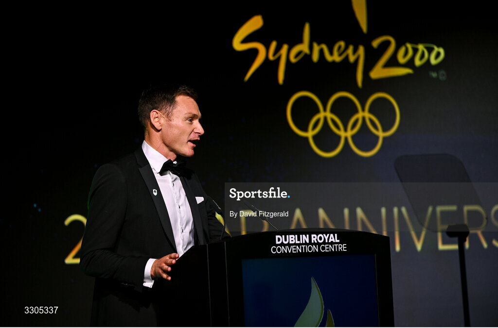 6 December 2025; MC David Gillick during the Team Ireland Olympic Sport Awards 2025 at The Royal Convention Centre in Dublin. Photo by David Fitzgerald/Sportsfile