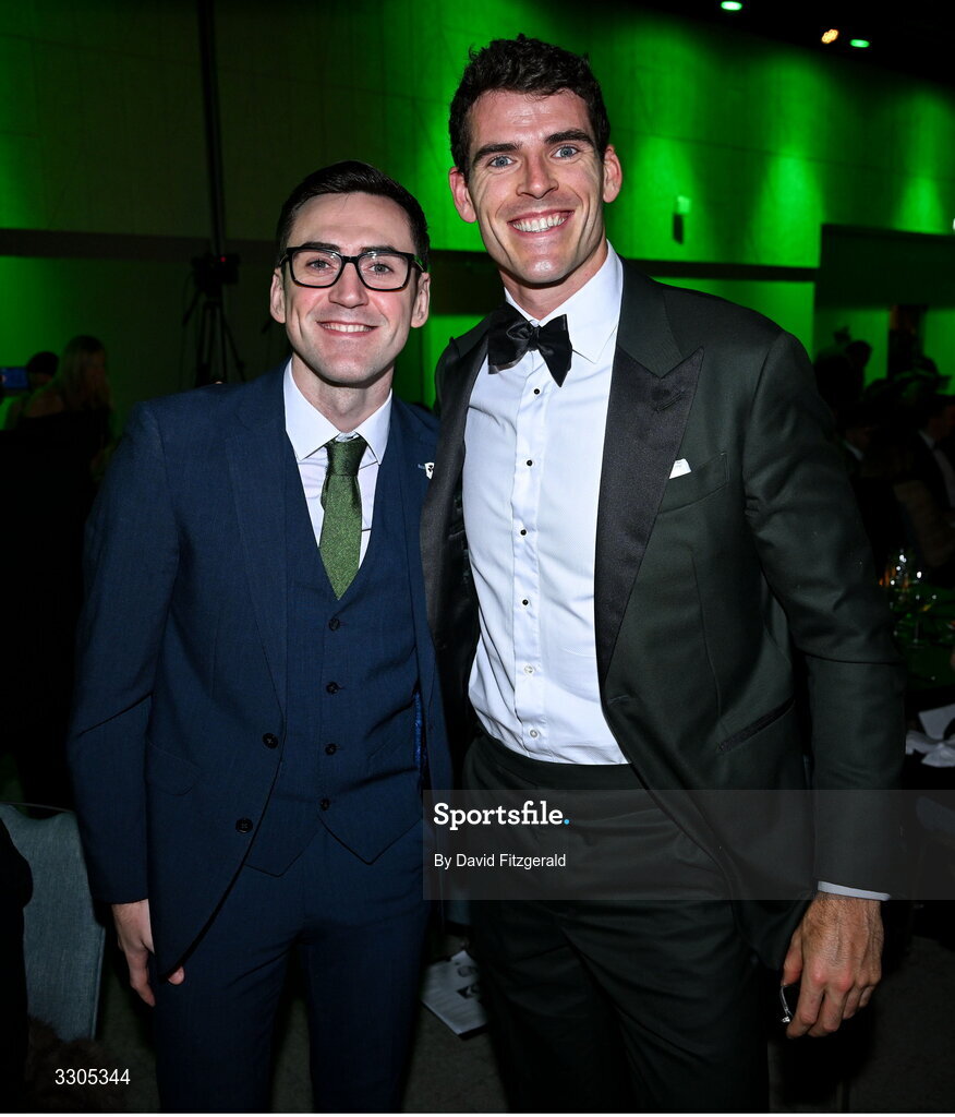 6 December 2025; Olympic medallists Aidan Walsh, left, and Philip Doyle during the Team Ireland Olympic Sport Awards 2025 at The Royal Convention Centre in Dublin. Photo by David Fitzgerald/Sportsfile