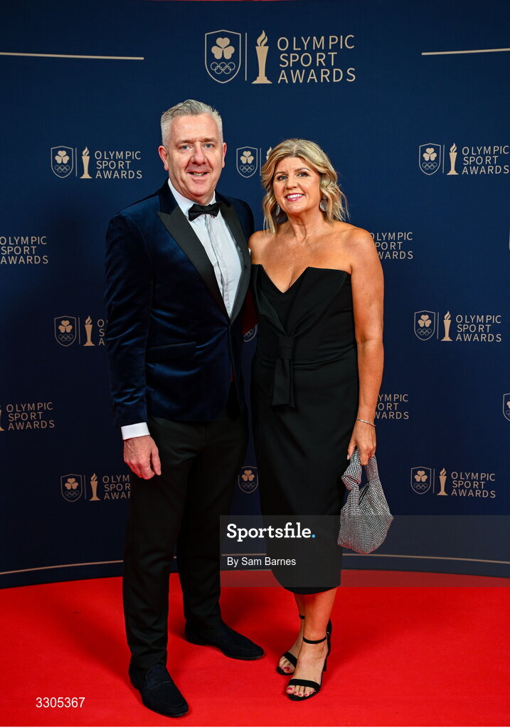 6 December 2025; SPAR Sales Director Colin Donnelly and and Lorraine Donnelly during the Team Ireland Olympic Sport Awards 2025 at The Royal Convention Centre in Dublin. Photo by Sam Barnes/Sportsfile