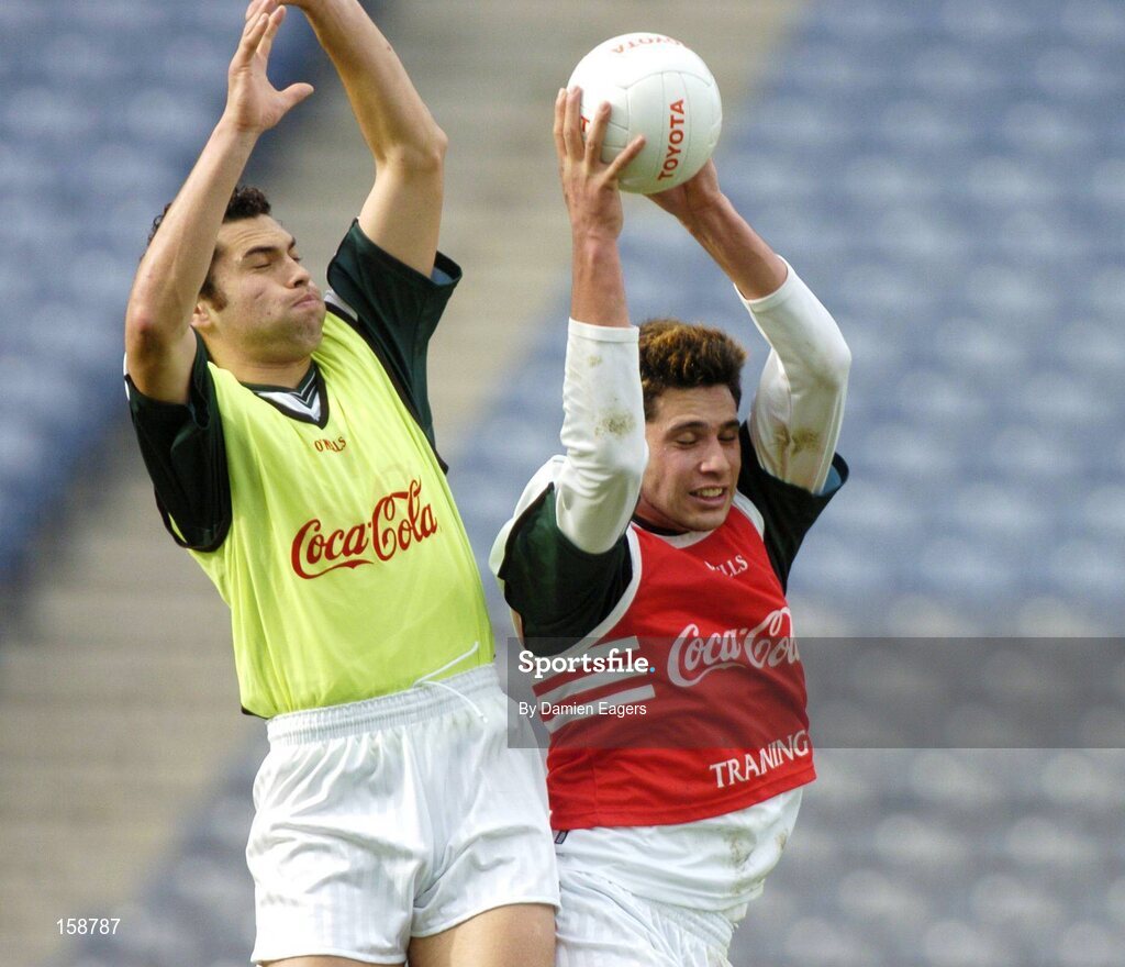 15 October 2004; Setanta Ó hAilpín, right, in action against his brother Seán Óg Ó hAilpín during Ireland International Rules team training. Croke Park, Dublin. Picture credit; Damien Eagers / SPORTSFILE