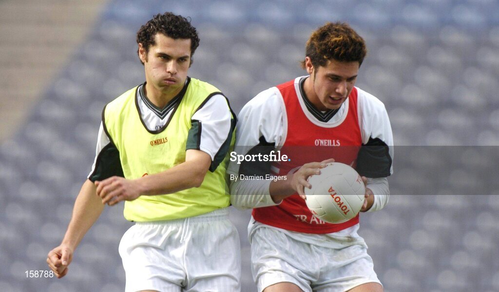 15 October 2004; Setanta Ó hAilpín, right, in action against his brother Seán Óg Ó hAilpín during Ireland International Rules team training. Croke Park, Dublin. Picture credit; Damien Eagers / SPORTSFILE