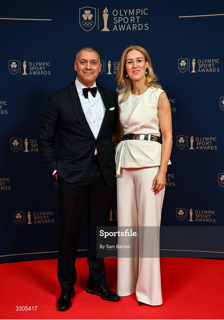 6 December 2025; Robert and Aoife Sood during the Team Ireland Olympic Sport Awards 2025 at The Royal Convention Centre in Dublin. Photo by Sam Barnes/Sportsfile