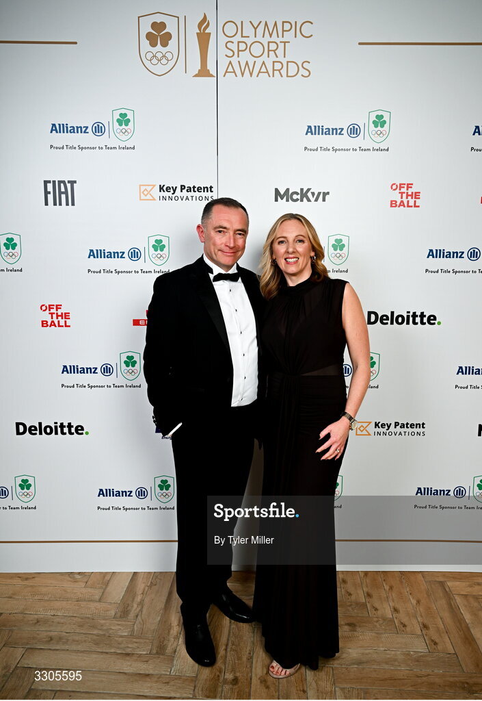 6 December 2025; Gary Ryan with Anne-Marie Ryan during the Team Ireland Olympic Sport Awards 2025 at The Royal Convention Centre in Dublin. Photo by Tyler Miller/Sportsfile