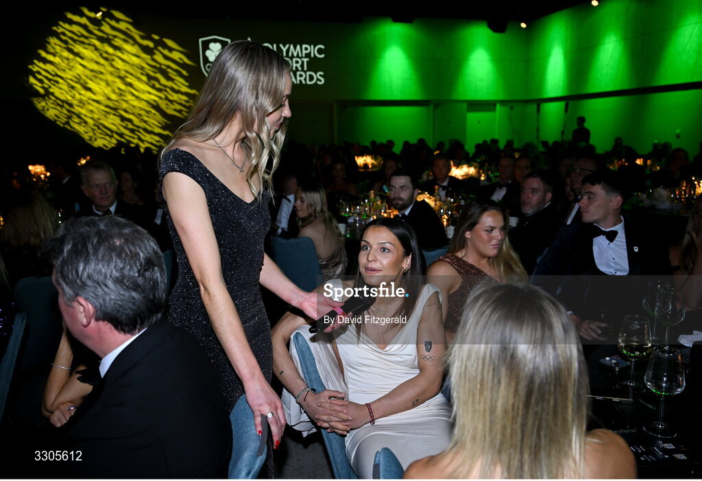 6 December 2025; Olympian Erin King speaking during the Team Ireland Olympic Sport Awards 2025 at The Royal Convention Centre in Dublin. Photo by David Fitzgerald/Sportsfile