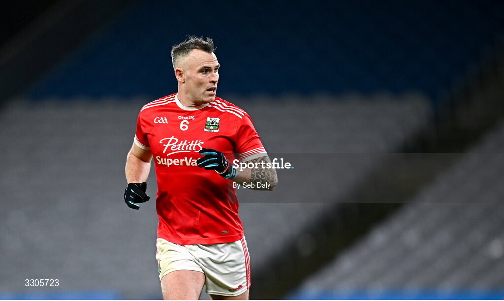 6 December 2025; Cathel McCarron of Athy during the AIB Leinster GAA Football Senior Club Championship final match between Athy of Kildare and Ballyboden St Enda's of Dublin at Croke Park in Dublin. Photo by Seb Daly/Sportsfile