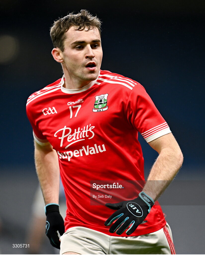 6 December 2025; Sean Bride of Athy during the AIB Leinster GAA Football Senior Club Championship final match between Athy of Kildare and Ballyboden St Enda's of Dublin at Croke Park in Dublin. Photo by Seb Daly/Sportsfile