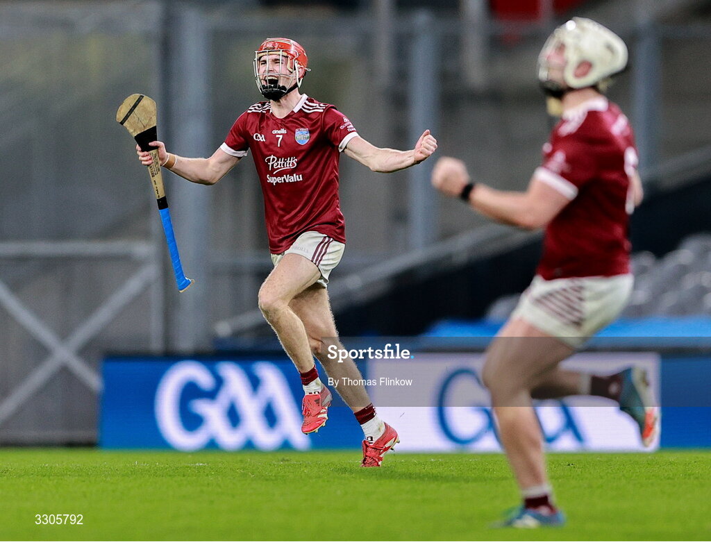 6 December 2025; Diarmuid O Leary of St Martin’s celebrates at fulltime during the AIB Leinster GAA Hurling Senior Club Championship final match between St Martin's of Wexford and Shamrocks Ballyhale of Kilkenny at Croke Park in Dublin. Photo by Thomas Flinkow/Sportsfile