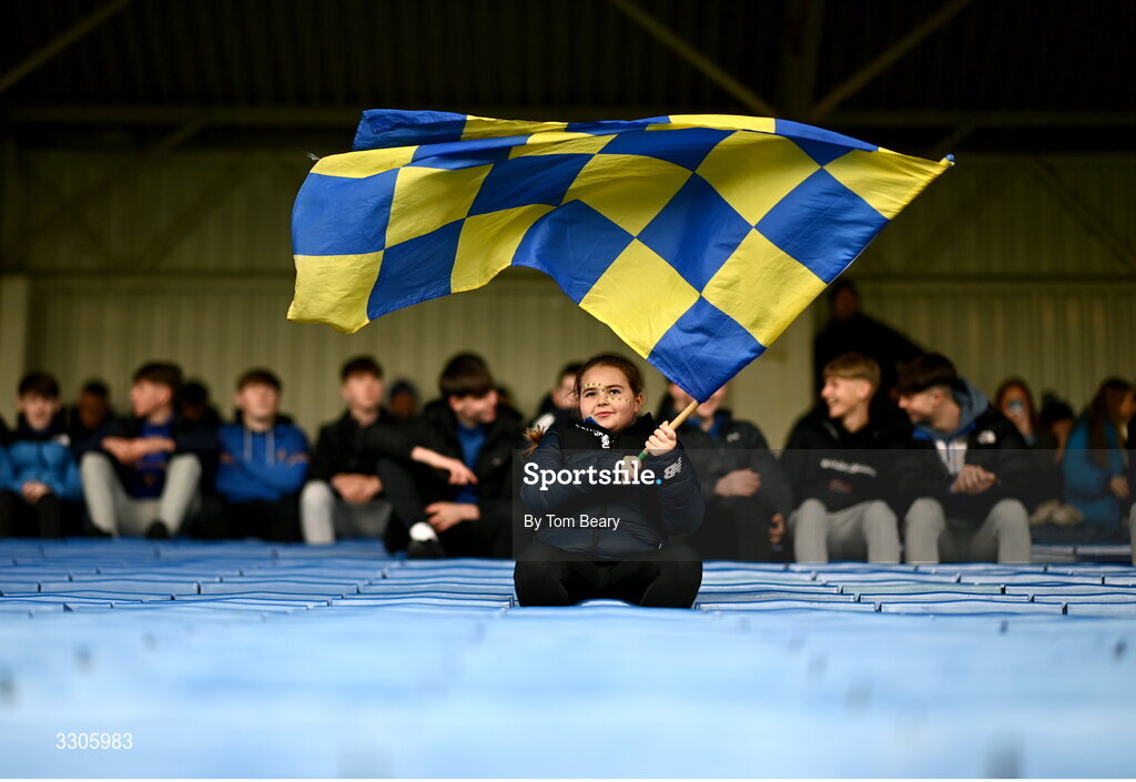 7 December 2025; St Finbarr's supporter Lucy Sherlock, age 10, before the AIB Munster GAA Football Senior Club Championship final match between Dingle and St Finbarr's at FBD Semple Stadium in Thurles, Tipperary. Photo by Tom Beary/Sportsfile