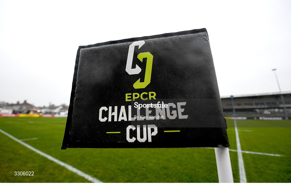 7 December 2025; A general view of a corner flag before the EPCR Challenge Cup match between Ospreys and Connacht at Dunraven Brewery Field in Bridgend, Wales. Photo by Kian Abdullah/Sportsfile