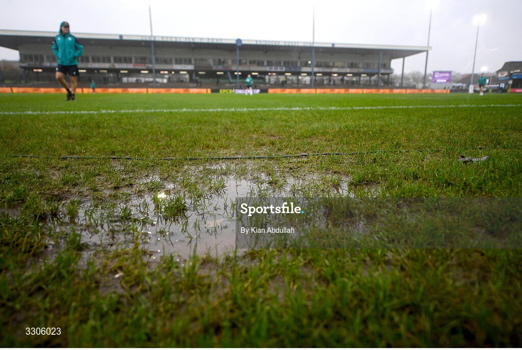 7 December 2025; A general view of the pitch before the EPCR Challenge Cup match between Ospreys and Connacht at Dunraven Brewery Field in Bridgend, Wales. Photo by Kian Abdullah/Sportsfile