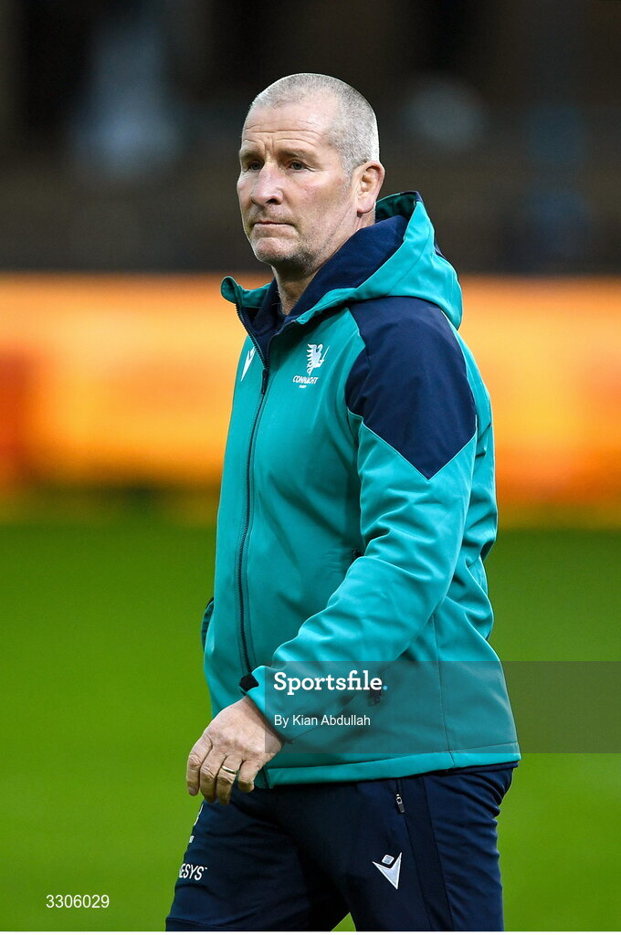 7 December 2025; Connacht head coach Stuart Lancaster before the EPCR Challenge Cup match between Ospreys and Connacht at Dunraven Brewery Field in Bridgend, Wales. Photo by Kian Abdullah/Sportsfile