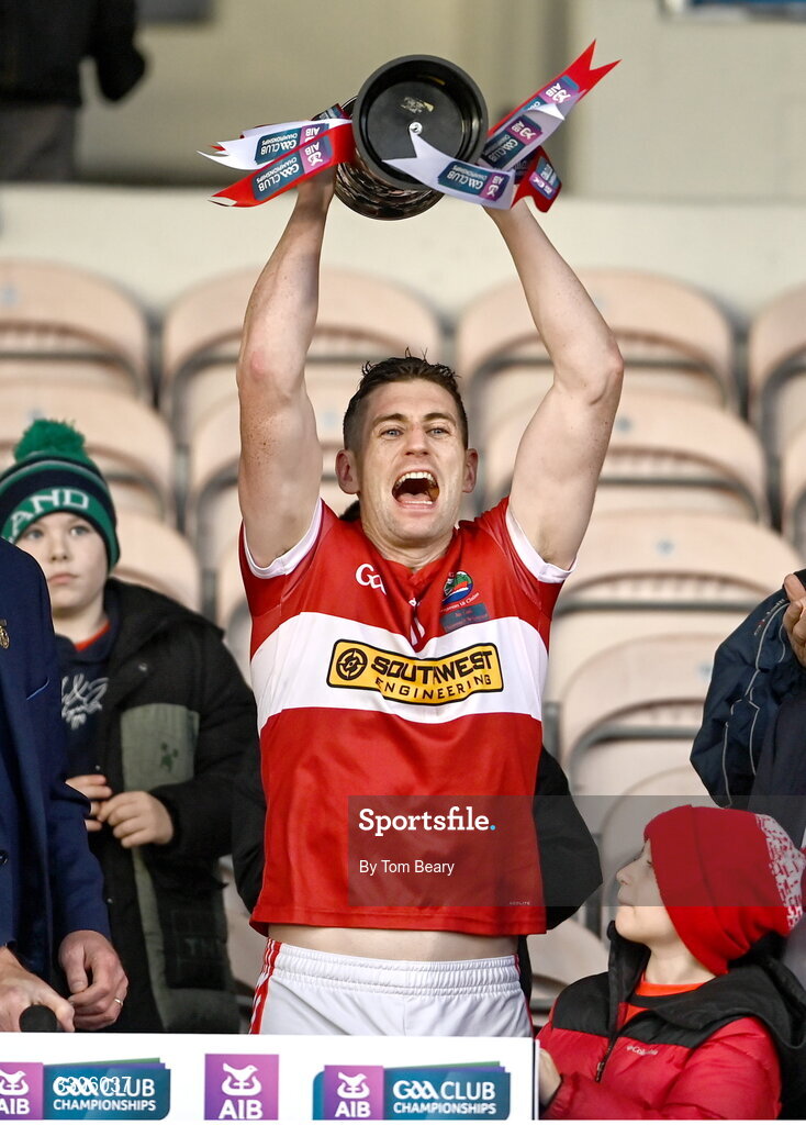 7 December 2025; Dingle captain Paul Geaney lifts the cup after the AIB Munster GAA Football Senior Club Championship final match between Dingle and St Finbarr's at FBD Semple Stadium in Thurles, Tipperary. Photo by Tom Beary/Sportsfile