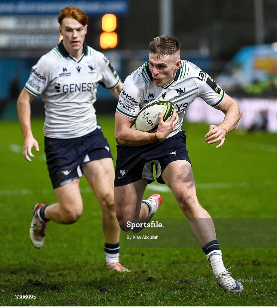 7 December 2025; Finn Treacy of Connacht during the EPCR Challenge Cup match between Ospreys and Connacht at Dunraven Brewery Field in Bridgend, Wales. Photo by Kian Abdullah/Sportsfie