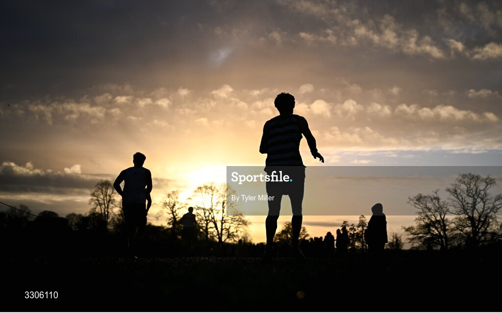 7 December 2025; An athlete during the Novice Men 6000m during the 123.ie National Novice and Juvenile Uneven Age Cross Country Championships at the Sport Ireland National Cross Country Track in Abbotstown, Dublin. Photo by Tyler Miller/Sportsfile
