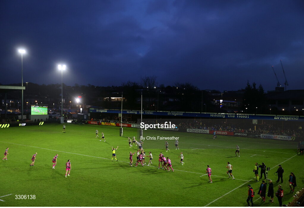 7 December 2025; A general view during the EPCR Challenge Cup match between Ospreys and Connacht at Dunraven Brewery Field in Bridgend, Wales. Photo by Chris Fairweather/Sportsfile