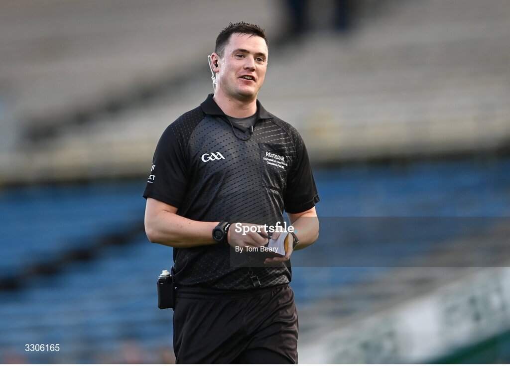 7 December 2025; Referee Chris Maguire during the AIB Munster GAA Football Senior Club Championship final match between Dingle and St Finbarr's at FBD Semple Stadium in Thurles, Tipperary. Photo by Tom Beary/Sportsfile