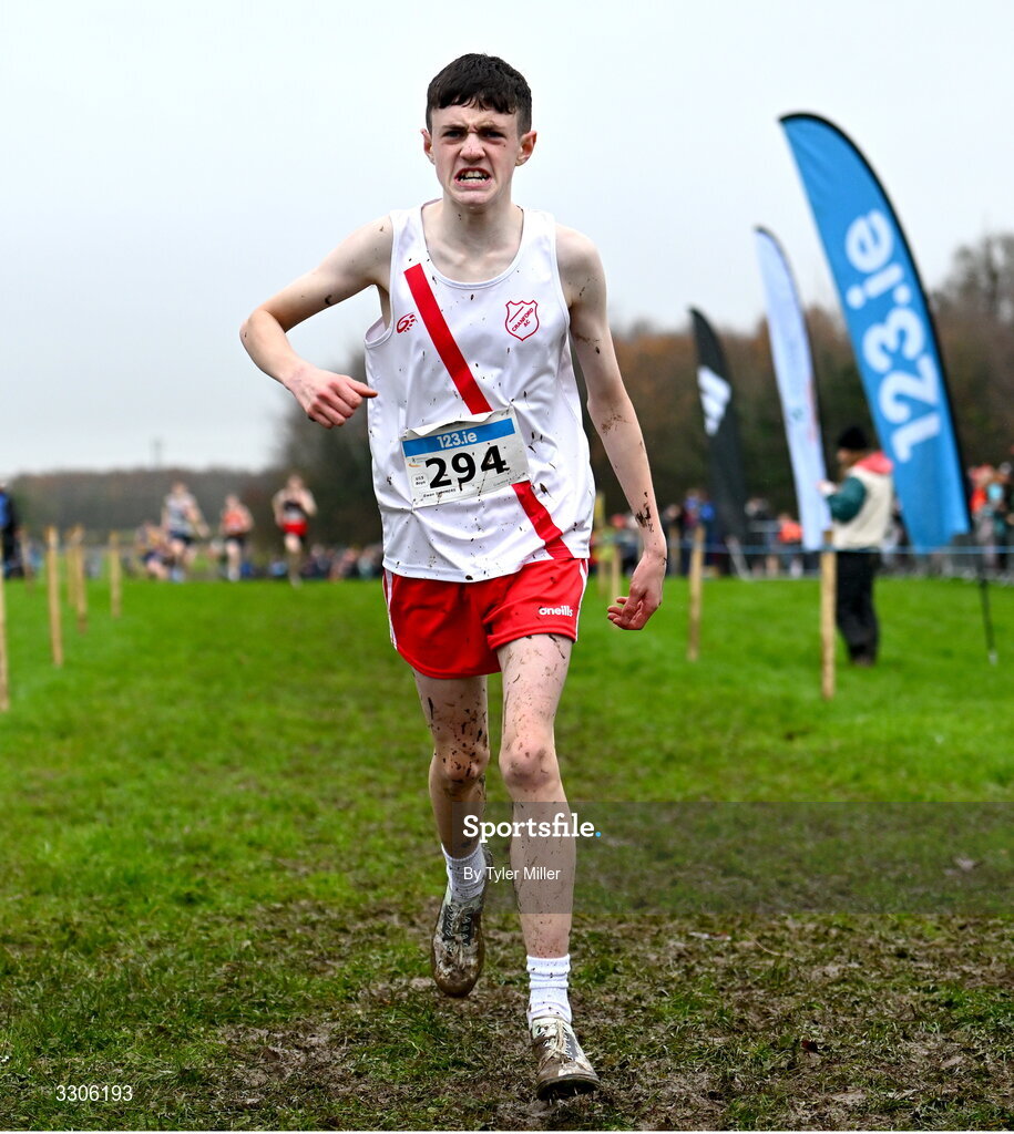 7 December 2025; Ewan Summers of Cranford AC, Donegal, competing in the U15 Boys 3500m during the 123.ie National Novice and Juvenile Uneven Age Cross Country Championships at the Sport Ireland National Cross Country Track in Abbotstown, Dublin. Photo by Tyler Miller/Sportsfile