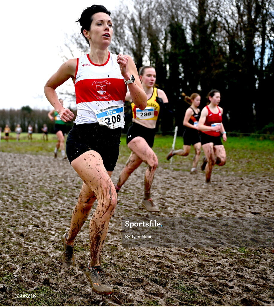 7 December 2025; Nora Tierney of Galway City Harriers AC, Galway, competes in the Novice Women 4000m during the 123.ie National Novice and Juvenile Uneven Age Cross Country Championships at the Sport Ireland National Cross Country Track in Abbotstown, Dublin. Photo by Tyler Miller/Sportsfile