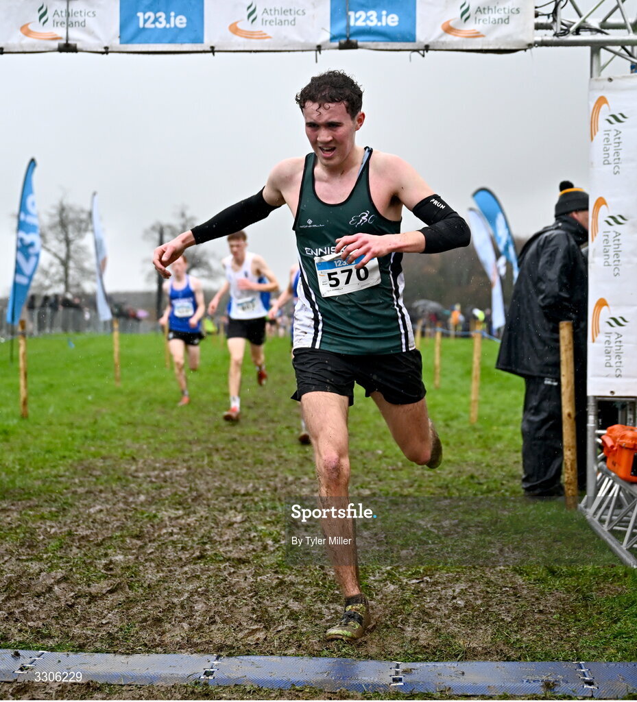 7 December 2025; Jack Donnelly of Enniskillen RC, Fermanagh, competing in the U17 Boys 4500m during the 123.ie National Novice and Juvenile Uneven Age Cross Country Championships at the Sport Ireland National Cross Country Track in Abbotstown, Dublin. Photo by Tyler Miller/Sportsfile