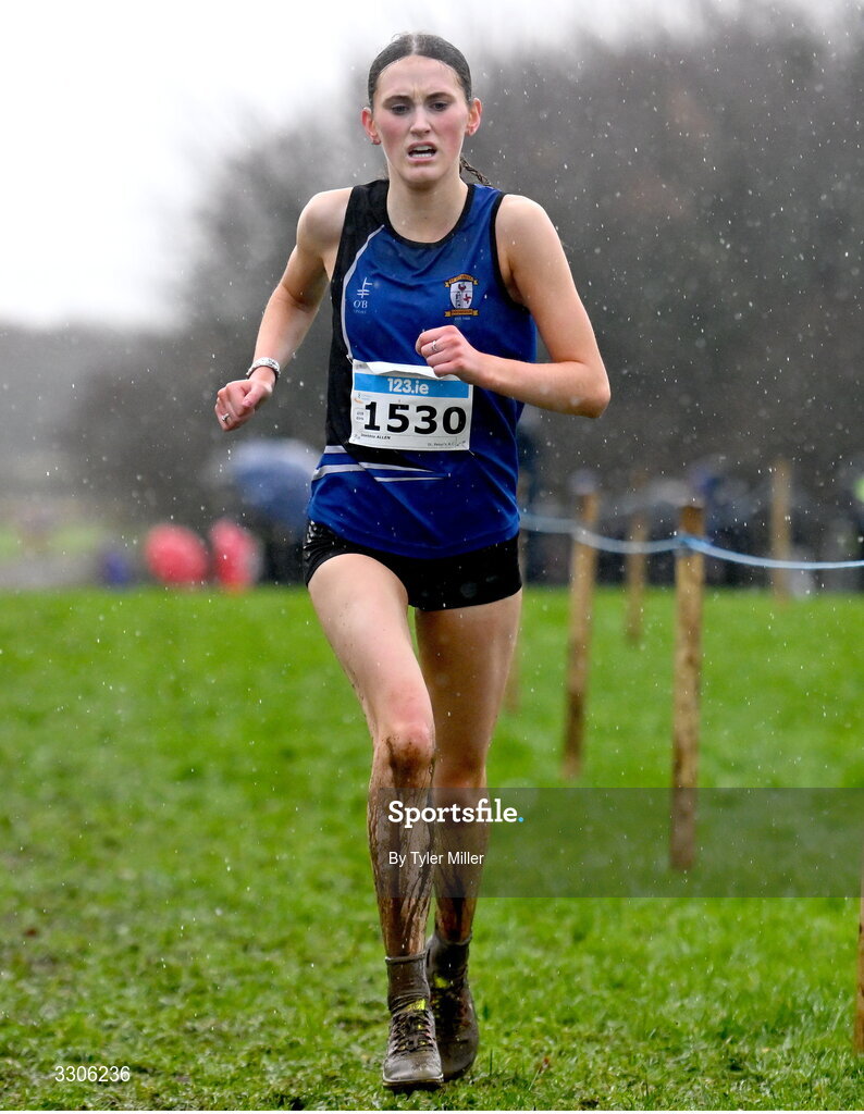 7 December 2025; Dearbhla Allen of St Peter's AC, Armagh, competing in the U19 Girls 5000m during the 123.ie National Novice and Juvenile Uneven Age Cross Country Championships at the Sport Ireland National Cross Country Track in Abbotstown, Dublin. Photo by Tyler Miller/Sportsfile