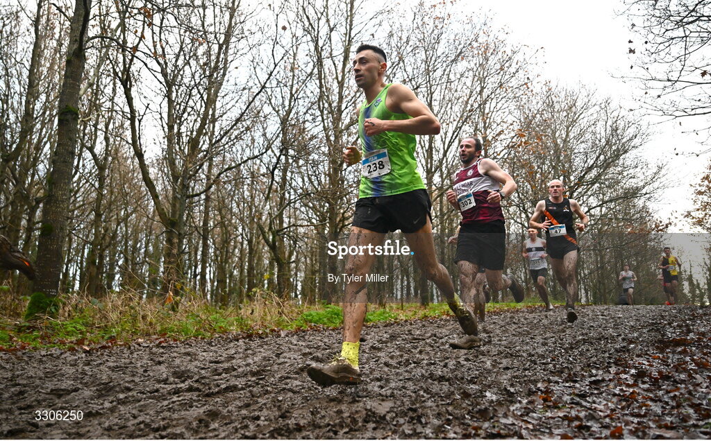 7 December 2025; Jevhen Kurbanov of Killarney Valley AC, Kerry, competes in the Novice Men 6000m during the 123.ie National Novice and Juvenile Uneven Age Cross Country Championships at the Sport Ireland National Cross Country Track in Abbotstown, Dublin. Photo by Tyler Miller/Sportsfile