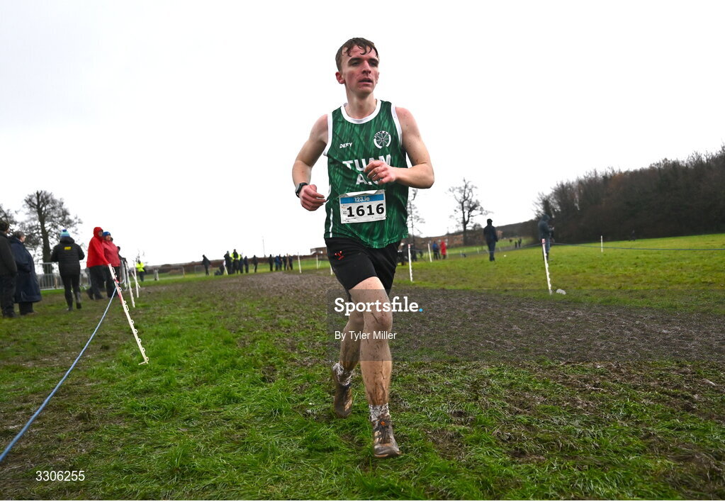 7 December 2025; Shane Ryan of Tuam AC, Galway, competing in the U19 Boys 5000m during the 123.ie National Novice and Juvenile Uneven Age Cross Country Championships at the Sport Ireland National Cross Country Track in Abbotstown, Dublin. Photo by Tyler Miller/Sportsfile