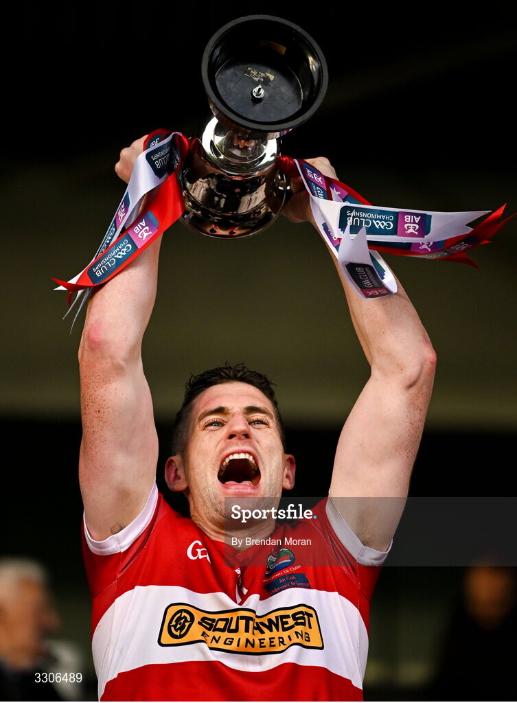 7 December 2025; Dingle captain Paul Geaney lifts the cup after the AIB Munster GAA Football Senior Club Championship final match between Dingle and St Finbarr's at FBD Semple Stadium in Thurles, Tipperary. Photo by Brendan Moran/Sportsfile