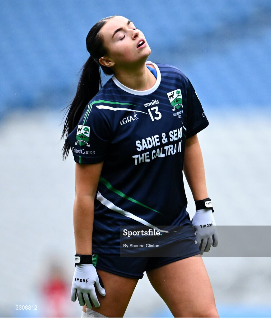 13 December 2025; Ciara Murray of Caltra Cuans reacts during the AIB All-Ireland Ladies Football Club Intermediate Club Championship final match between Knockbride of Cavan and Caltra Cuans of Galway at Croke Park in Dublin. Photo by Shauna Clinton/Sportsfile
