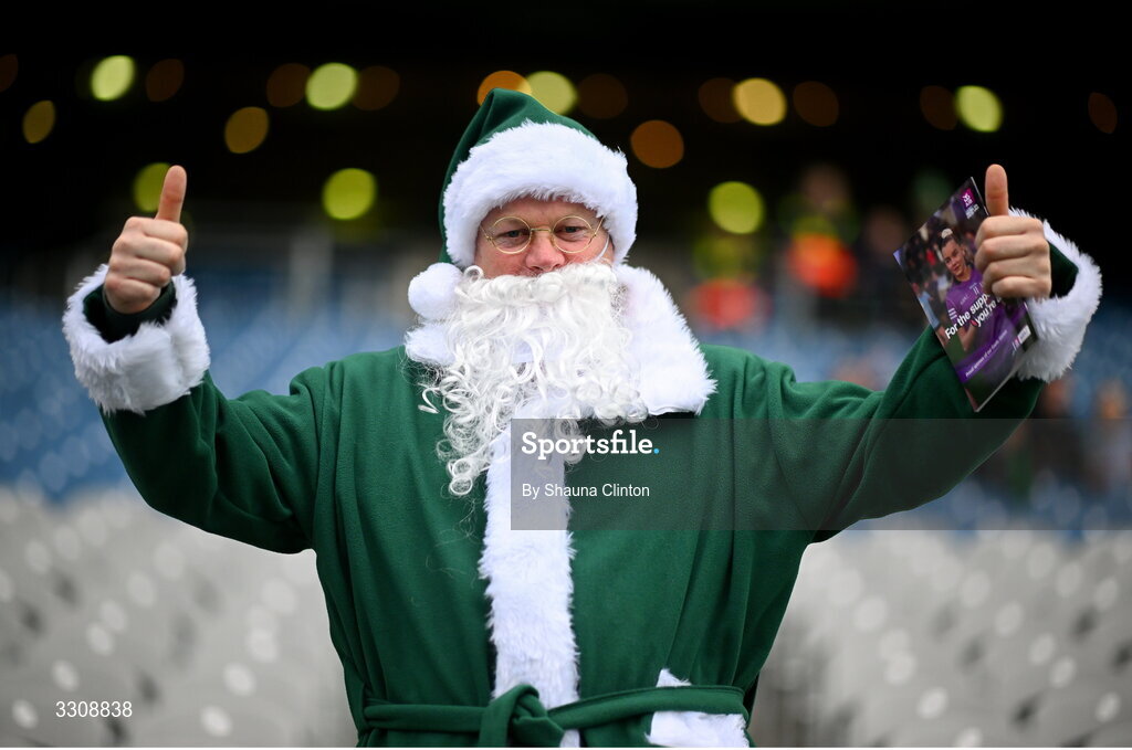 13 December 2025; Caltra Cuans supporter Kevin Mockler before the AIB All-Ireland Ladies Football Club Intermediate Club Championship final match between Knockbride of Cavan and Caltra Cuans of Galway at Croke Park in Dublin. Photo by Shauna Clinton/Sportsfile