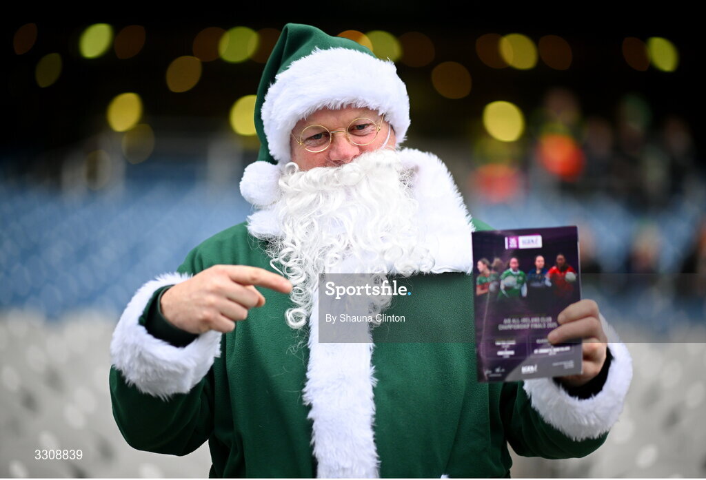 13 December 2025; Caltra Cuans supporter Kevin Mockler before the AIB All-Ireland Ladies Football Club Intermediate Club Championship final match between Knockbride of Cavan and Caltra Cuans of Galway at Croke Park in Dublin. Photo by Shauna Clinton/Sportsfile