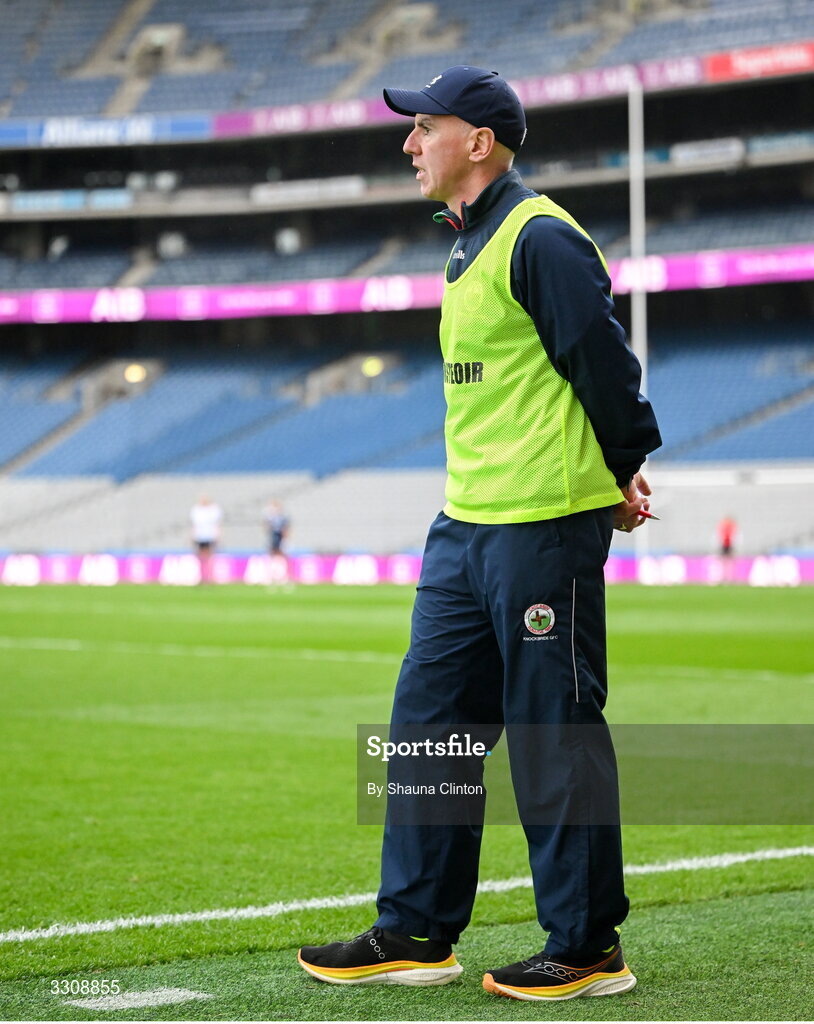 13 December 2025; Knockbride manager Ciarán Galligan during the AIB All-Ireland Ladies Football Club Intermediate Club Championship final match between Knockbride of Cavan and Caltra Cuans of Galway at Croke Park in Dublin. Photo by Shauna Clinton/Sportsfile