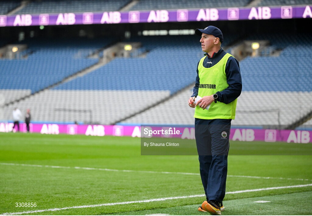 13 December 2025; Knockbride manager Ciarán Galligan during the AIB All-Ireland Ladies Football Club Intermediate Club Championship final match between Knockbride of Cavan and Caltra Cuans of Galway at Croke Park in Dublin. Photo by Shauna Clinton/Sportsfile