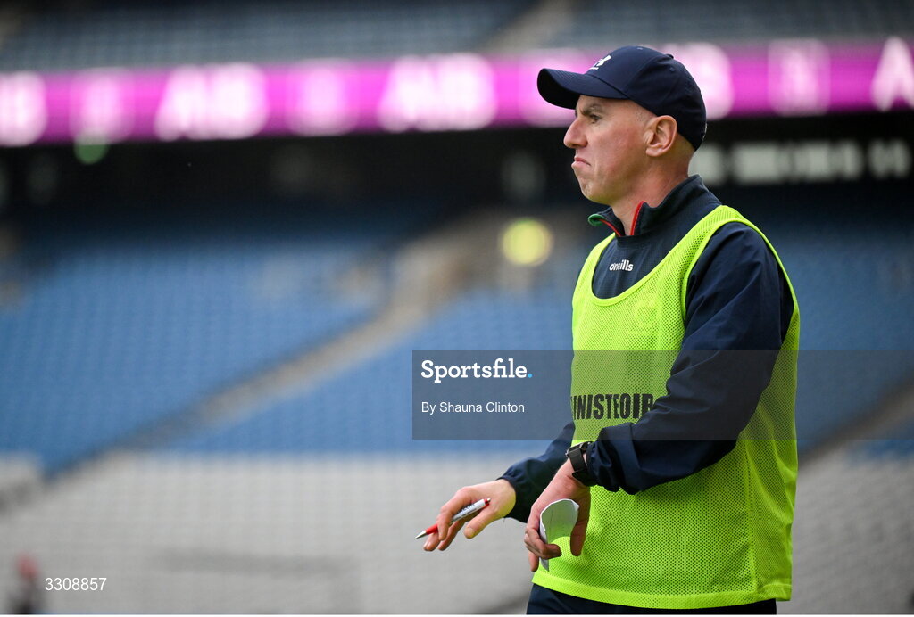 13 December 2025; Knockbride manager Ciarán Galligan during the AIB All-Ireland Ladies Football Club Intermediate Club Championship final match between Knockbride of Cavan and Caltra Cuans of Galway at Croke Park in Dublin. Photo by Shauna Clinton/Sportsfile