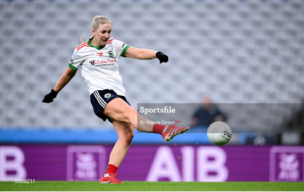 13 December 2025; Sarah McCabe of Knockbride during the AIB All-Ireland Ladies Football Club Intermediate Club Championship final match between Knockbride of Cavan and Caltra Cuans of Galway at Croke Park in Dublin. Photo by Shauna Clinton/Sportsfile