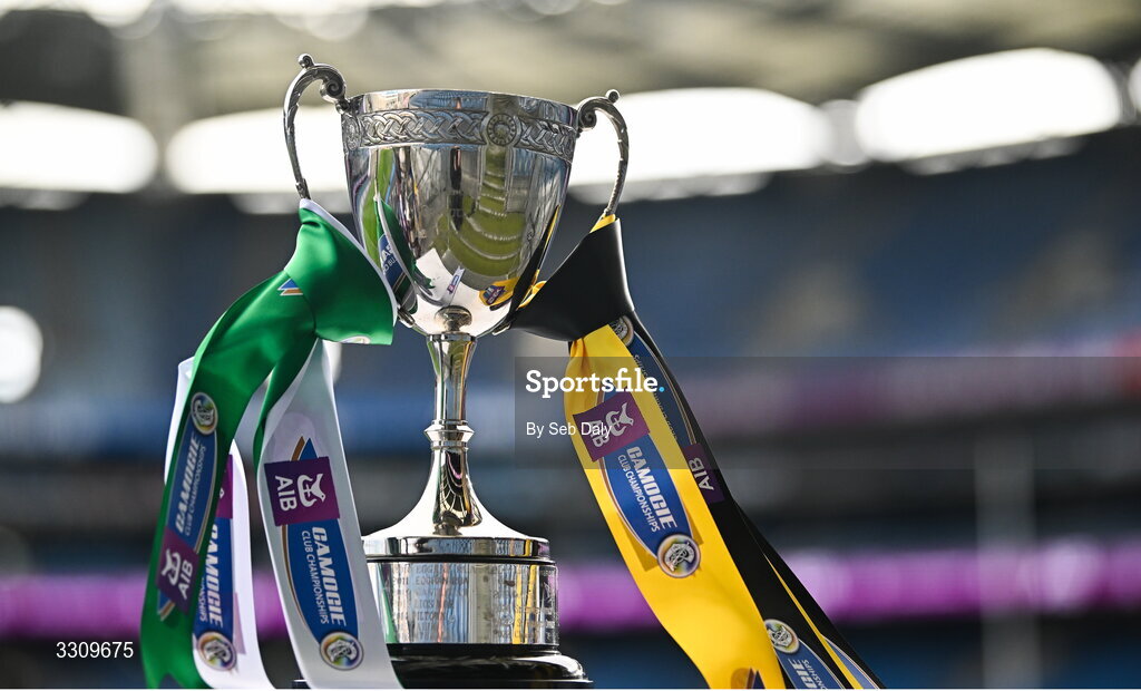 14 December 2025; The Agnes O'Farrelly Cup before the AIB All-Ireland Camogie Intermediate Club Championship final match between Ballincollig of Cork and Camross of Laois at Croke Park in Dublin. Photo by Seb Daly/Sportsfile