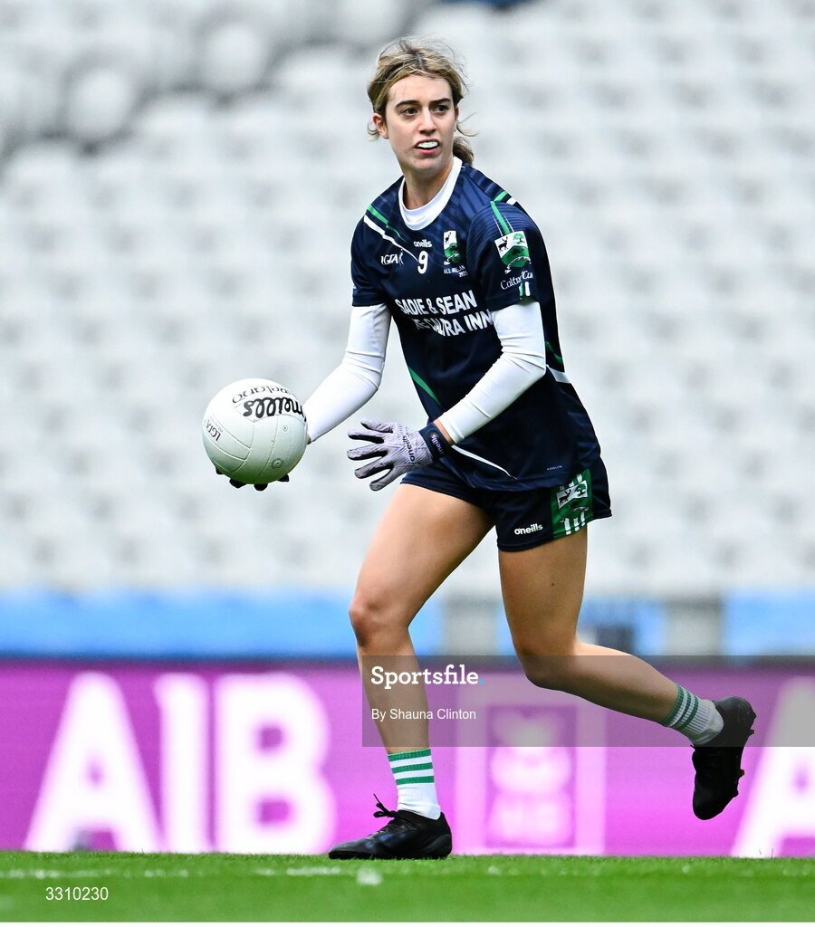 13 December 2025; Aoibheann Fitzpatrick of Caltra Cuans during the AIB All-Ireland Ladies Football Club Intermediate Club Championship final match between Knockbride of Cavan and Caltra Cuans of Galway at Croke Park in Dublin. Photo by Shauna Clinton/Sportsfile