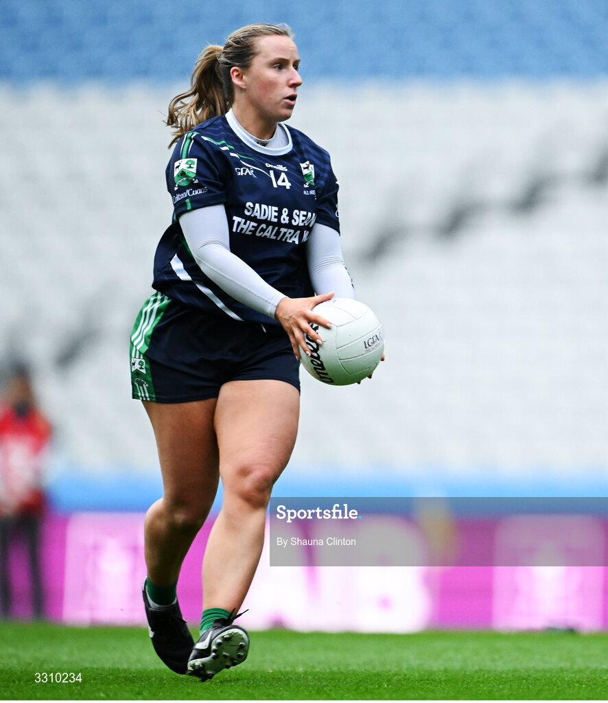 13 December 2025; Emma Reaney of Caltra Cuans during the AIB All-Ireland Ladies Football Club Intermediate Club Championship final match between Knockbride of Cavan and Caltra Cuans of Galway at Croke Park in Dublin. Photo by Shauna Clinton/Sportsfile