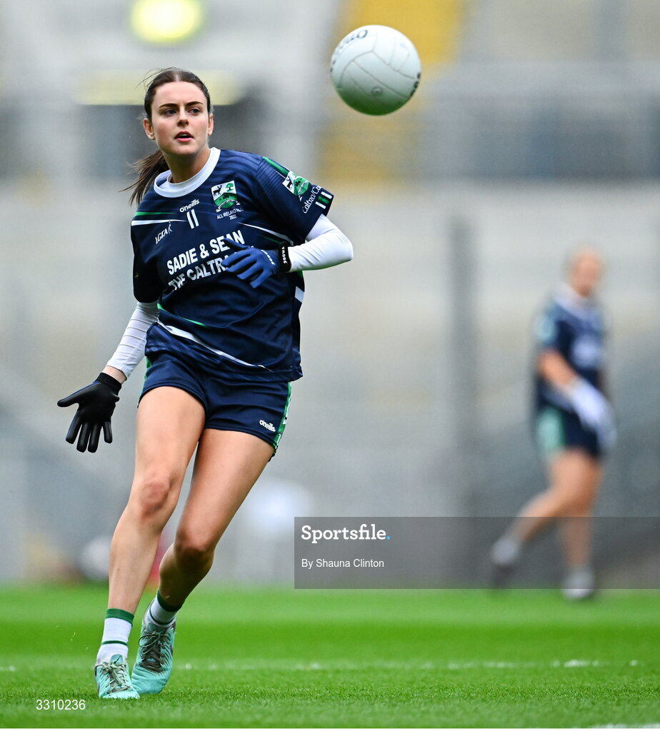 13 December 2025; Saoirse Murray of Caltra Cuans during the AIB All-Ireland Ladies Football Club Intermediate Club Championship final match between Knockbride of Cavan and Caltra Cuans of Galway at Croke Park in Dublin. Photo by Shauna Clinton/Sportsfile