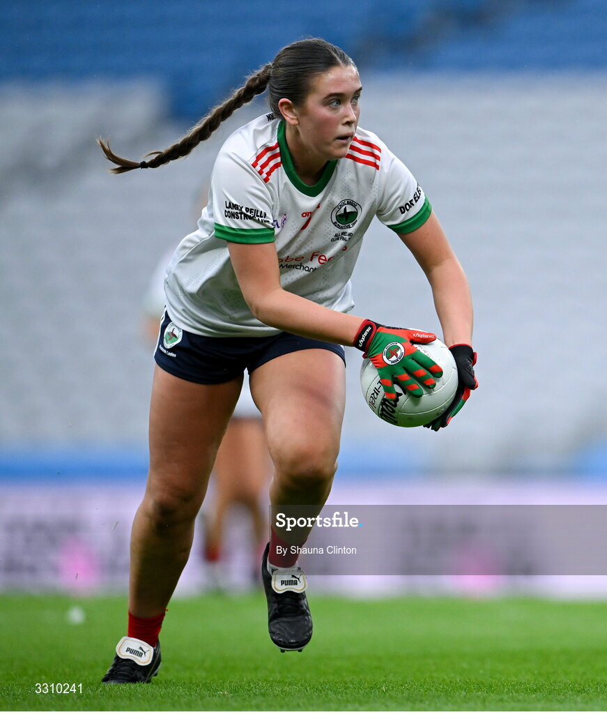 13 December 2025; Katie Mai Reilly of Knockbride during the AIB All-Ireland Ladies Football Club Intermediate Club Championship final match between Knockbride of Cavan and Caltra Cuans of Galway at Croke Park in Dublin. Photo by Shauna Clinton/Sportsfile