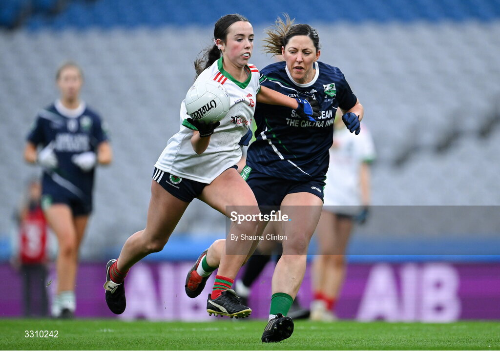 13 December 2025; Ellie Reilly of Knockbride during the AIB All-Ireland Ladies Football Club Intermediate Club Championship final match between Knockbride of Cavan and Caltra Cuans of Galway at Croke Park in Dublin. Photo by Shauna Clinton/Sportsfile