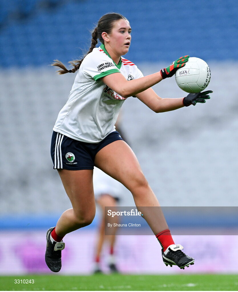 13 December 2025; Katie Mai Reilly of Knockbride during the AIB All-Ireland Ladies Football Club Intermediate Club Championship final match between Knockbride of Cavan and Caltra Cuans of Galway at Croke Park in Dublin. Photo by Shauna Clinton/Sportsfile