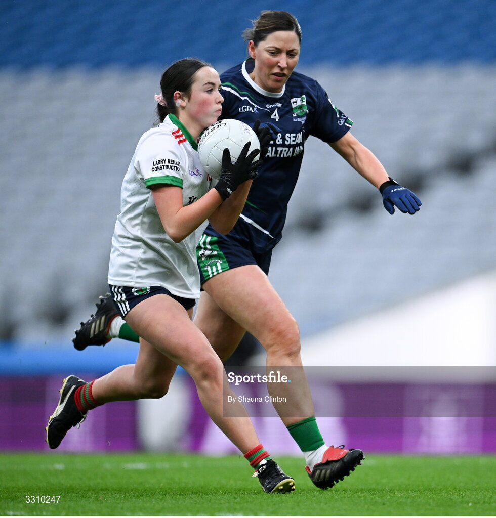 13 December 2025; Ellie Reilly of Knockbride during the AIB All-Ireland Ladies Football Club Intermediate Club Championship final match between Knockbride of Cavan and Caltra Cuans of Galway at Croke Park in Dublin. Photo by Shauna Clinton/Sportsfile