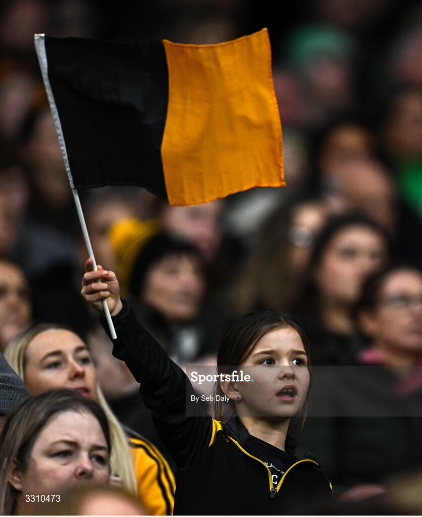 14 December 2025; Camross supporters during the AIB All-Ireland Camogie Intermediate Club Championship final match between Ballincollig of Cork and Camross of Laois at Croke Park in Dublin. Photo by Seb Daly/Sportsfile