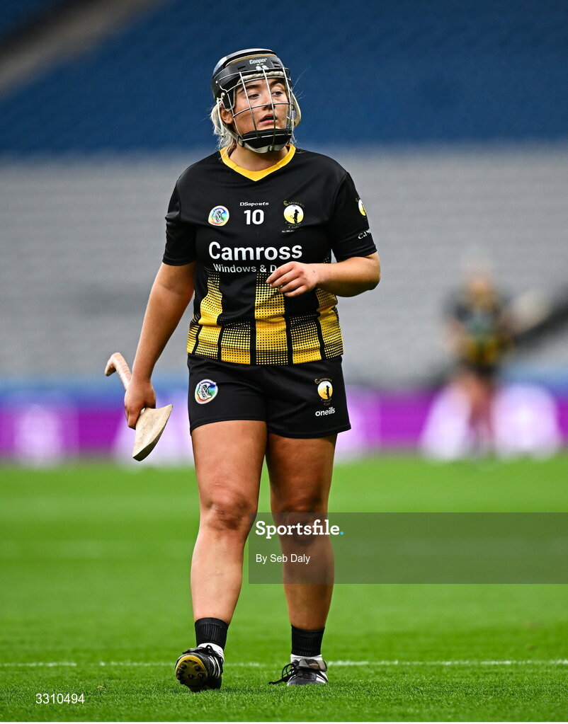 14 December 2025; Leah Daly of Camross during the AIB All-Ireland Camogie Intermediate Club Championship final match between Ballincollig of Cork and Camross of Laois at Croke Park in Dublin. Photo by Seb Daly/Sportsfile