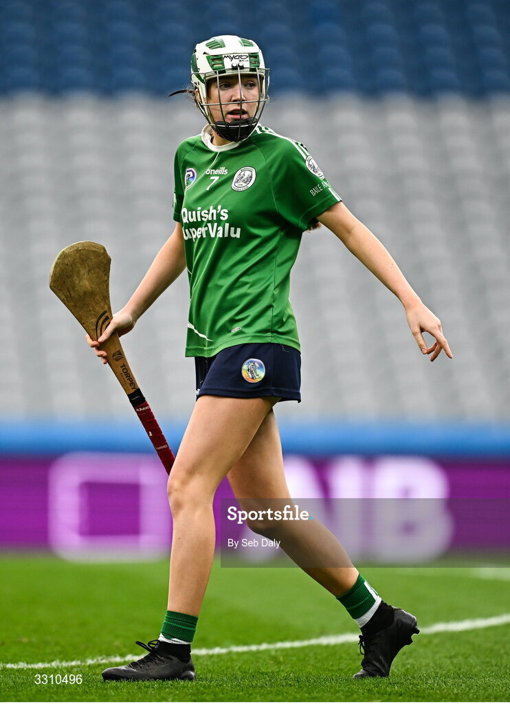 14 December 2025; Ella Hickey of Ballincollig during the AIB All-Ireland Camogie Intermediate Club Championship final match between Ballincollig of Cork and Camross of Laois at Croke Park in Dublin. Photo by Seb Daly/Sportsfile