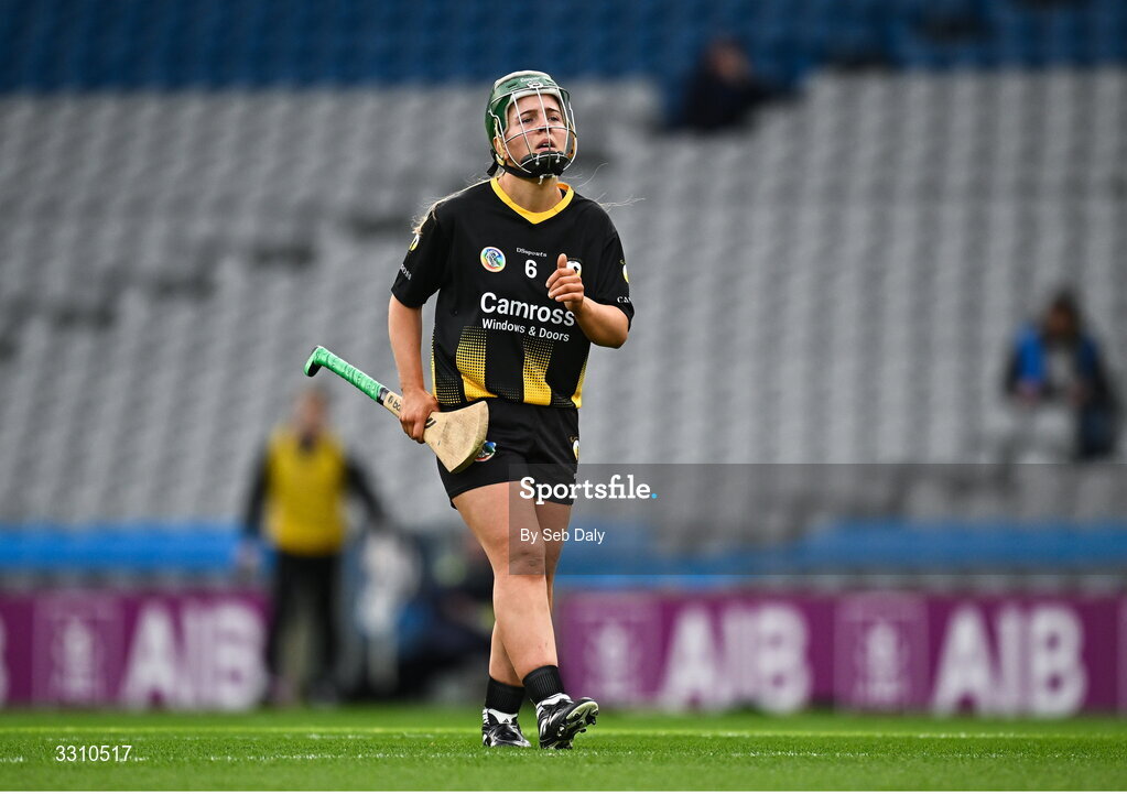 14 December 2025; Donnagh Mortimer of Camross during the AIB All-Ireland Camogie Intermediate Club Championship final match between Ballincollig of Cork and Camross of Laois at Croke Park in Dublin. Photo by Seb Daly/Sportsfile