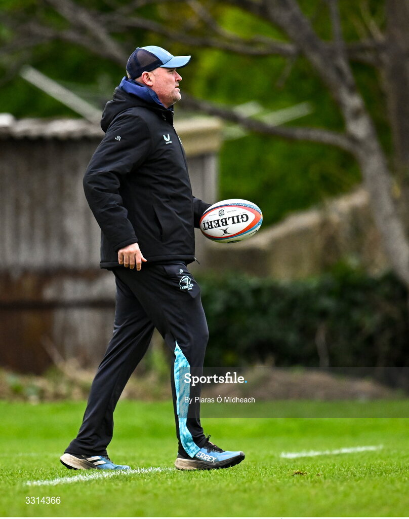 29 December 2025; Senior coach Jacques Nienaber during Leinster Rugby squad training at Rosemount in UCD, Dublin. Photo by Piaras Ó Mídheach/Sportsfile