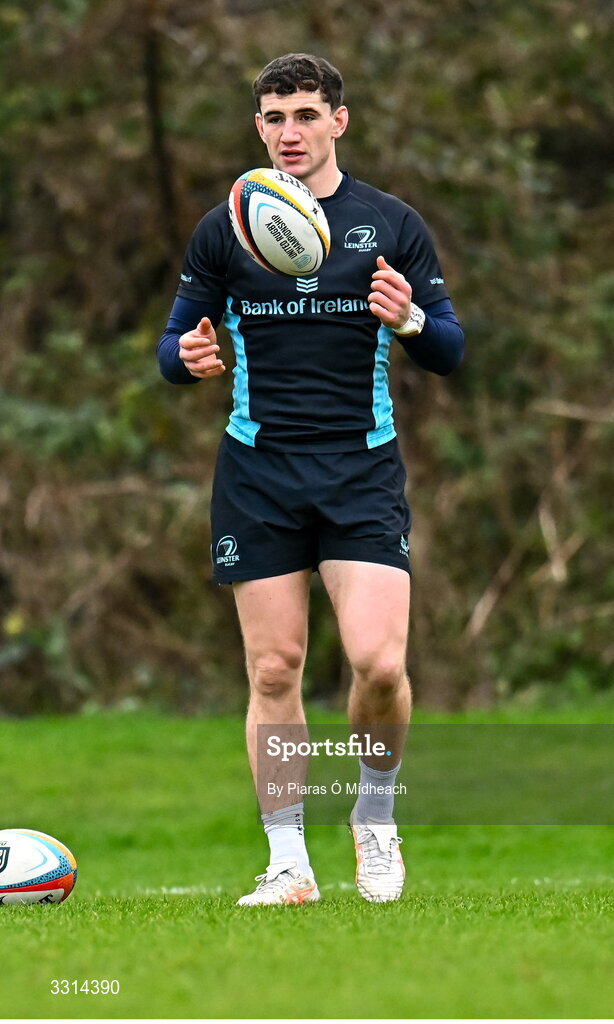29 December 2025; Cormac Foley during Leinster Rugby squad training at Rosemount in UCD, Dublin. Photo by Piaras Ó Mídheach/Sportsfile