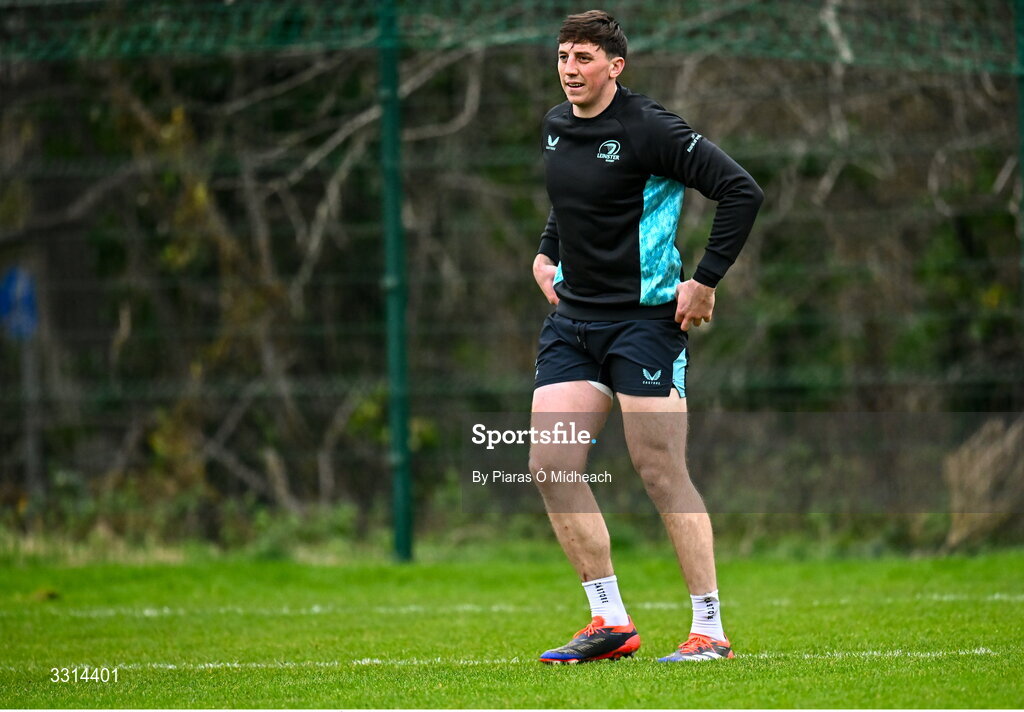 29 December 2025; Charlie Tector during Leinster Rugby squad training at Rosemount in UCD, Dublin. Photo by Piaras Ó Mídheach/Sportsfile