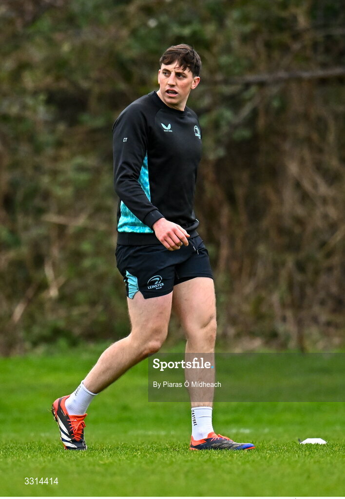 29 December 2025; Charlie Tector during Leinster Rugby squad training at Rosemount in UCD, Dublin. Photo by Piaras Ó Mídheach/Sportsfile